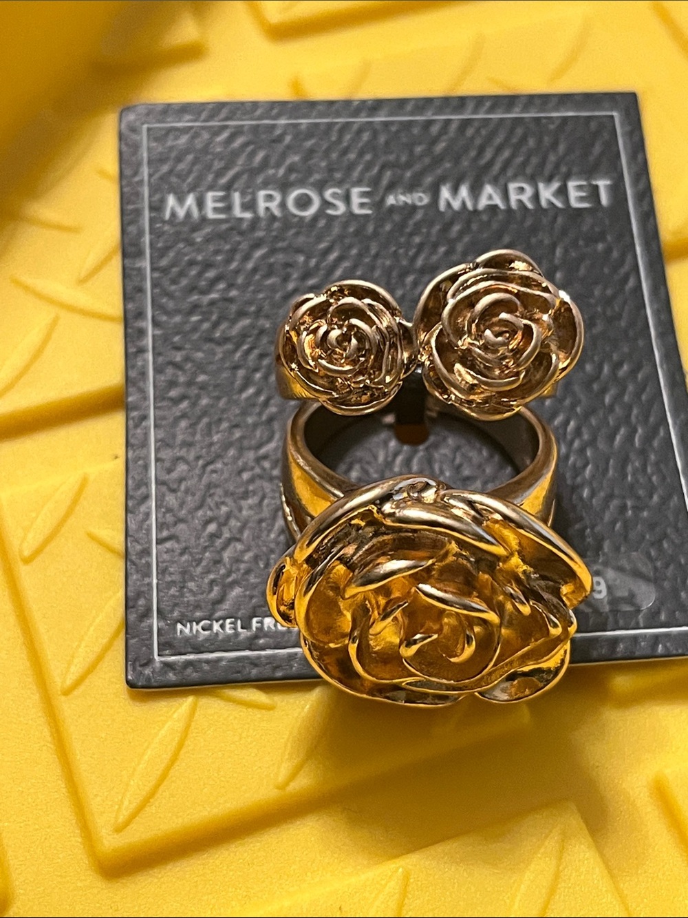Melrose and Market Gold Floral Rose Rings